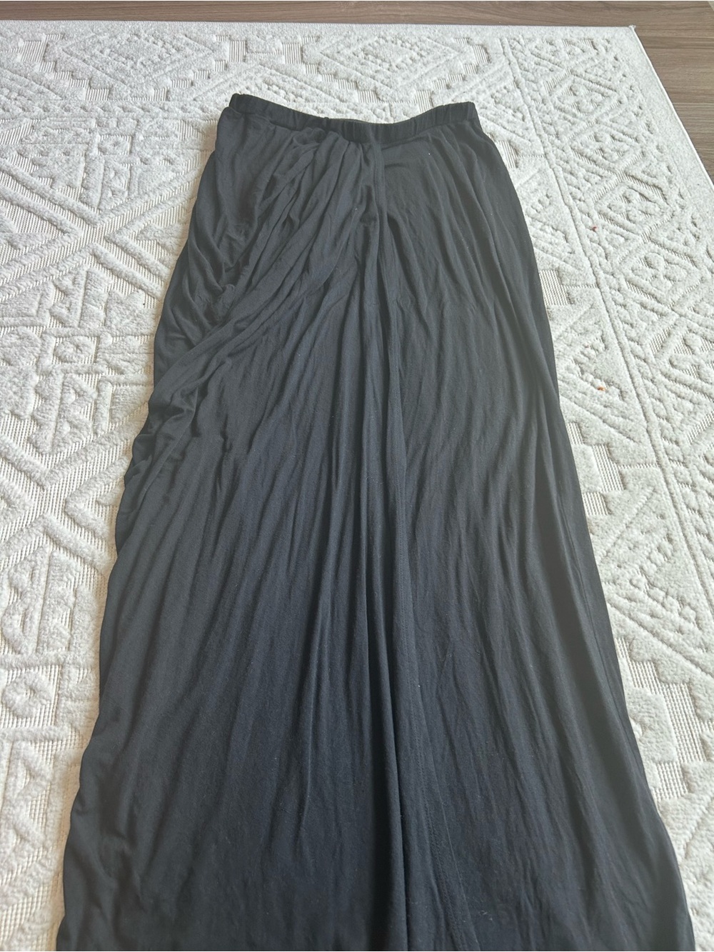 Black Draped Style Maxi Skirt - Classic Comfortable Style
